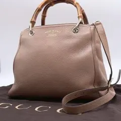 GUCCI バンブー ショッパー 2way ショルダーバッグ シボ革 保存袋付き 