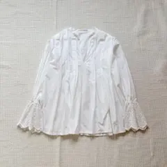 ne Quittez pasヌキテパ刺繍レース袖コットンブラウス白フレアスリーブのサムネイル
