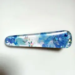 レジンヘアクリップ　ヘアピン hairclip 髪留め　青い朝顔　大