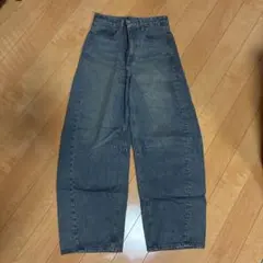GU ワイドレッグデニムパンツ Sサイズ ダークブルー