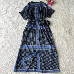 美品　ZARA ペイズリー柄ロングワンピース　シャツワンピース　スカーフ柄　L