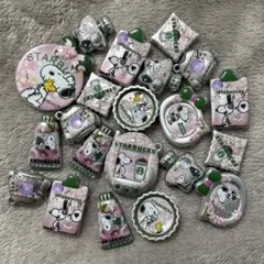 メタリック シルバー加工 スヌーピー スタバ アクリル キャラビーズ