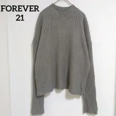 FOREVER 21 リブニット セーター【S】クルーネック グレーのサムネイル