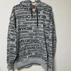 BEAMS DESIGN ロゴプリント パーカー グレー