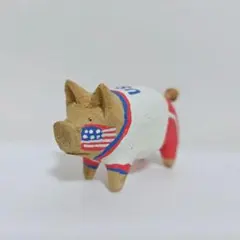 木彫り 豚 置物 USAデザイン ミニチュア