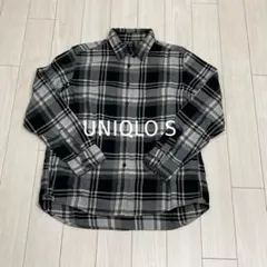 ユニクロ　フランネルシャツ　チェック柄 S 黒　グレー　長袖　綿