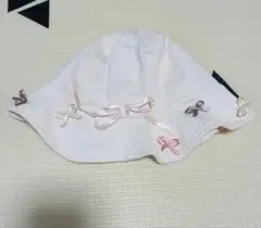 TOCCAリボン付きホワイトベビー帽子 サイズ46