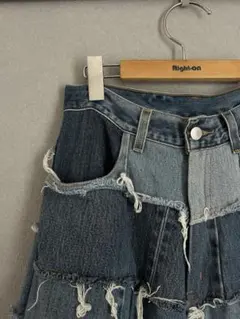 リメイクデニム パッチワーク ジーンズ 個性派 古着 ユニセックス