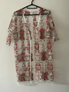 美品　Weaver 花刺繍　カーディガン