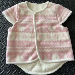 ベビーベスト ピンククリーム 90 女の子　寝具用品　防寒　送料無料　スリーパー