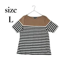 海外古着⭐️KAREN SCOTT 【L】ストライプ 半袖 Tシャツ