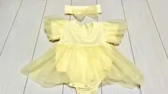 イエローチュールドレスとヘアバンドセット　70〜80