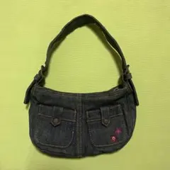 刺繍付きダークデニムハンドバッグ