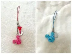 Disneyミッキーマウス型アクリルストラップ 2色セット