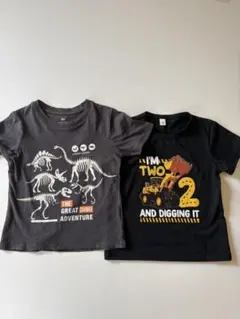 H&M 恐竜と建設機械 Tシャツ 2枚セット