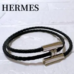 HERMES ブレスレット トゥルニ トレッセ 編込み ブラック シルバー金具のサムネイル