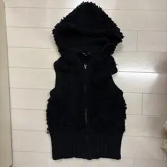 【GAPKIDS】フード付きボア風ダウンベスト 黒 ベスト