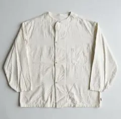 HINSON ヒンソン スリーピングシャツ ノーカラー ドットボタン 白 S
