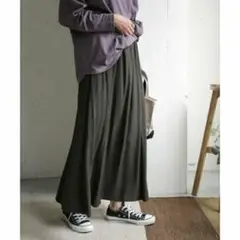 URBAN RESEARCH DOORS フィブリルフレアスカート　チャコール
