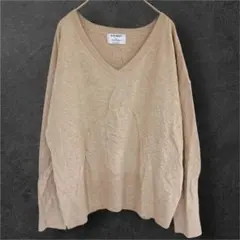 OLD NAVY Vネック コットンブレンドニット M ベージュ リサイクル素材