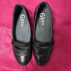 ペダラ　アシックスウォーキング ブラックレザーパンプス