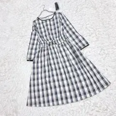 【Couture Brooch】　ロングフレアワンピース　（３８）　チェック柄