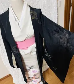 限定価格‼️ アンティーク　黒 花柄刺繍 羽織