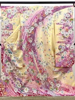 振袖 絞り加工 金彩 銀通し 辻ヶ花 身丈176cm トールサイズ HKT141