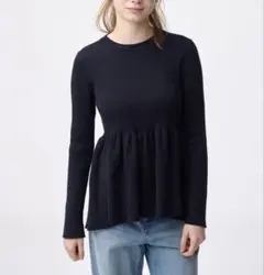 GU ジーユー ペプラムニットプルオーバー　ネイビー