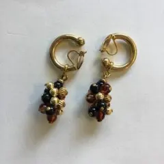 ゴールド フープイヤリング ビーズ装飾