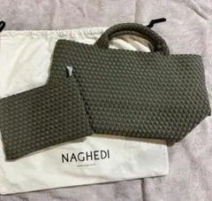 ナゲディ　ミディアムトート　カーキ　未使用に近い美品のサムネイル