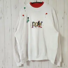 ​90s USA製 JERZEES【XL】刺繍 ゴルフ スウェット 白 ゆるだぼのサムネイル