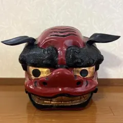 獅子舞 獅子頭 木彫 昭和当時物 魔除け お正月祭礼伝統芸 - メルカリ