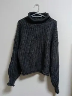 Rose Farm ダークグレー タートルネックニット M