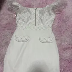 DAZZY スパンコールチュールフリル袖タイトミニ丈キャバドレス