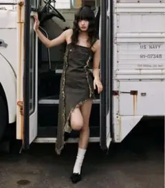アクレント ワンピース Fringe asymmetry denim dress - メルカリ