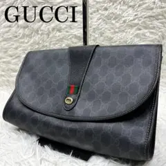 外観美品 グッチ クラッチバッグ GGスプリーム シェリーライン ゴールド金具