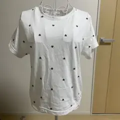 ハート柄 Tシャツ 半袖 ホワイト カジュアル　着回し　夏