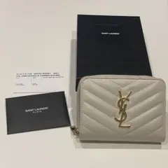 イヴサンローラン YSL 二つ折り 財布 ラウンドジップ ロゴ 白 アイボリー 2025年最新】イヴサンローラン 財布 白の人気アイテム - メルカリ