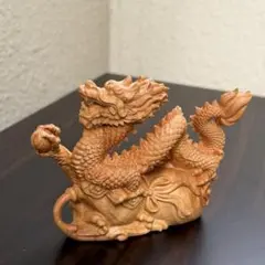 龍 木彫り 置物 龍戲珠 玉を抱く龍 天然木 手彫り 彫刻 オブジェ 開運