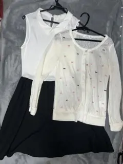 リボン刺繍カーディガンとワンピースセット 150