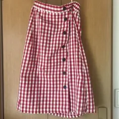 アースミュージックアンドエコロジー 赤ギンガムチェックスカート