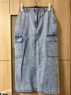 GU デニムカーゴロングスカート XL BLUE
