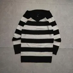 ボーダーニット ロングニット チュニック丈 セーター カジュアル シンプル