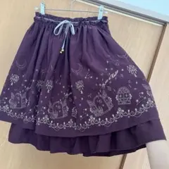 アクシーズ　フレアスカート ワイン色 洋風刺繍入り　Mサイズ