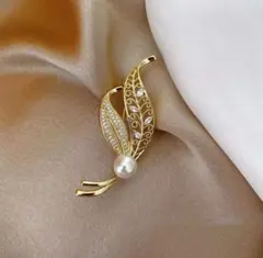 ブローチ リーフ コサージュ ゴールド 卒業式 入学式 結婚式 フォーマル