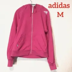 adidas ジップアップパーカー　フード付　ピンク　Mサイズ