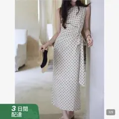 ドットワンピース　ホワイト　xs
