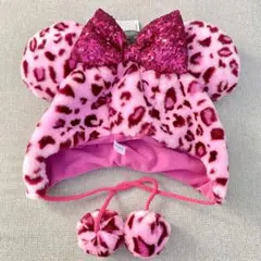 【新品未使用】ディズニー　ミニー　レオパード　ヒョウ柄　ピンク　ファンキャップ