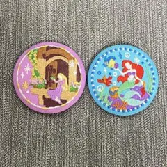 ディズニー刺繍缶バッチ　第2弾　アリエル＆ラプンツェル